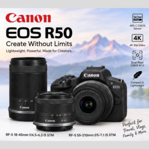 Canon EOS R50 Mirrorless Camera with RF-S 18-45mm & RF-S 55-210mm Lenses